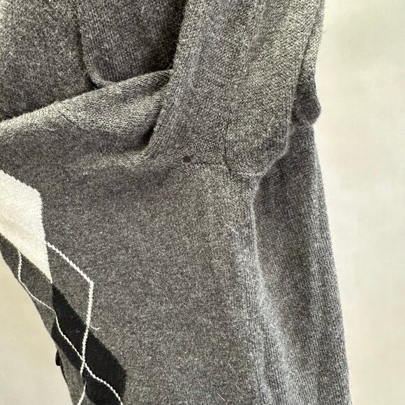 Vintage Y2K DressBarn gray longline argyle print cardigan sweater size large - Picture 12 of 15